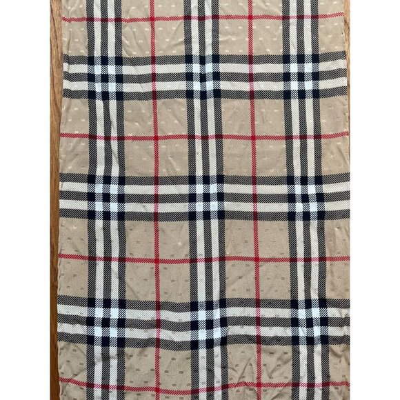 Burberry Silk Damask XL Scarf Nova Check Plaid Long Foulard Made Italy - Picture 5 of 10
